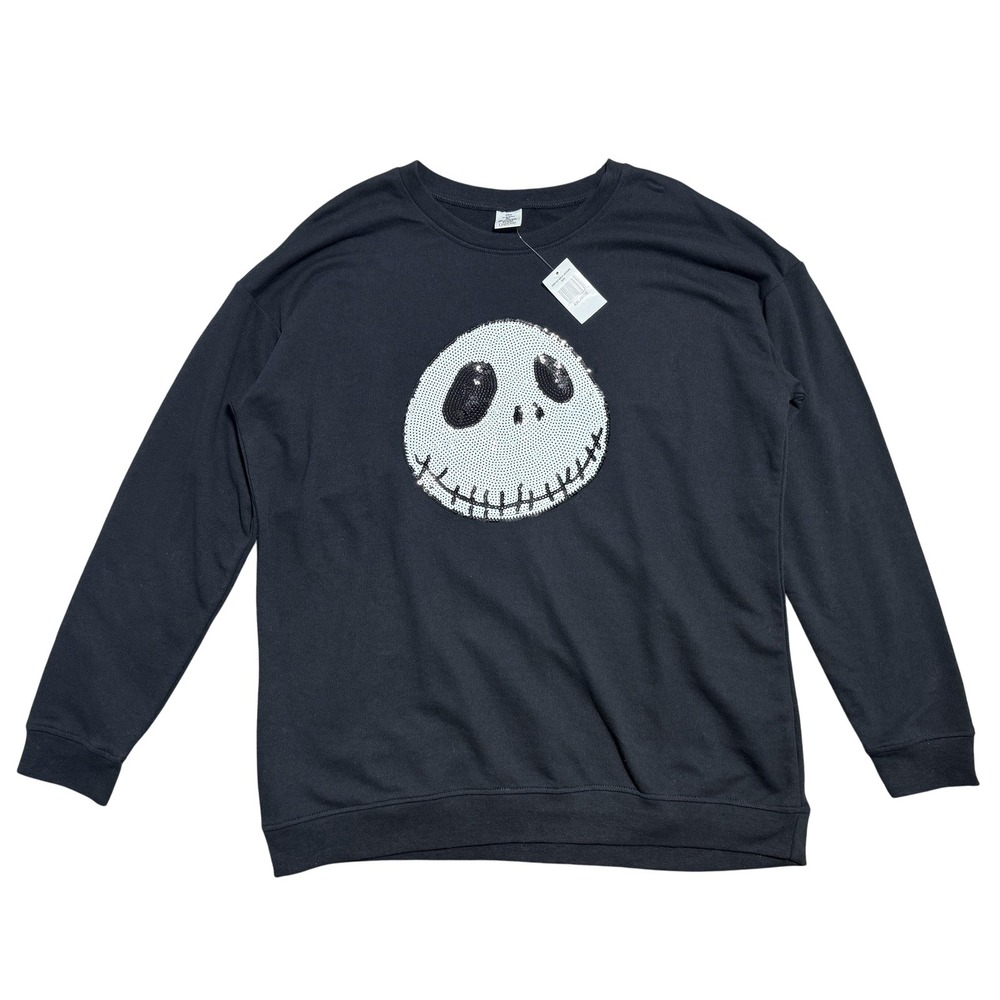 Disney Nightmare Before Christmas Jack Skellington Sweatshirt Mens 2XL Sequin